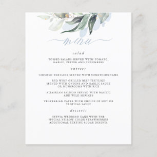 Prospectus 11,4 Cm X 14,2 Cm Elégante verdure Dusty Blue Mariage Menu
