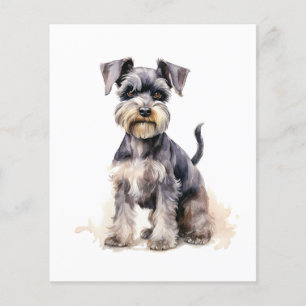 Prospectus 11,4 Cm X 14,2 Cm Empreinte d'aquarelle Schnauzer miniature Empreint
