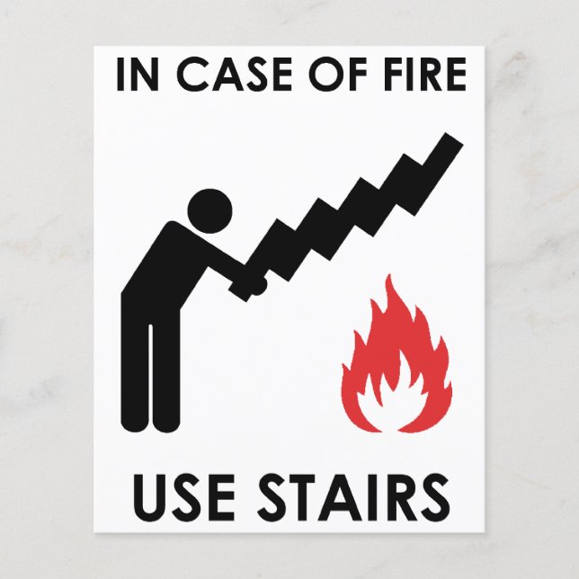Prospectus 11,4 Cm X 14,2 Cm En Coque des escaliers d'incendie (Devant)