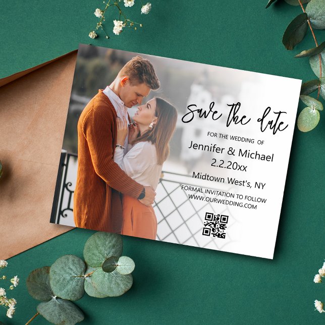 Prospectus 11,4 Cm X 14,2 Cm enregistrer la date code qr faire-part de mariage  (Créateur téléchargé)