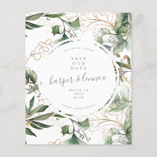 Prospectus 11,4 Cm X 14,2 Cm enregistrer la date Eucalyptus Gold Boho Budget mo