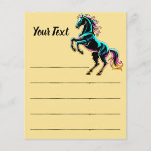 Prospectus 11,4 Cm X 14,2 Cm Enseigne au néon Cheval Style Rétro Glitch