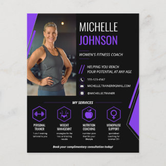 Prospectus 11,4 Cm X 14,2 Cm Entraîneur de fitness pour femmes avec code QR pho