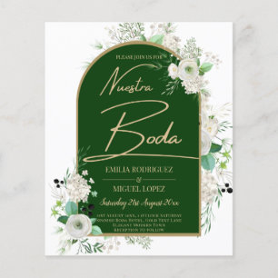 Prospectus 11,4 Cm X 14,2 Cm Été Blanc Roses Emerald Green Arch Mariage