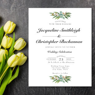 Prospectus 11,4 Cm X 14,2 Cm Eucalyptus Budget Wedding Invitation