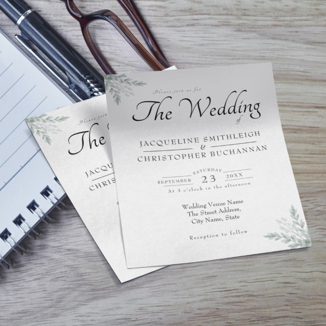 Prospectus 11,4 Cm X 14,2 Cm Eucalyptus Faire-part de mariage Budget Vert (Créateur téléchargé)