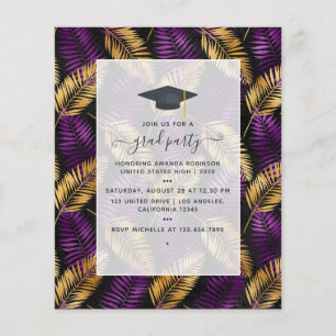 Prospectus 11,4 Cm X 14,2 Cm Exotic Tropical Purple and Gold Graduation Party