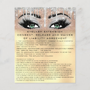 Prospectus 11,4 Cm X 14,2 Cm EYELASH EXTENSION RELEASE WAIVER Green Gold