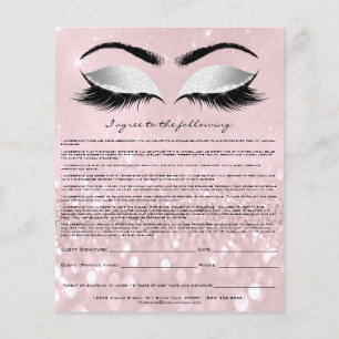 Prospectus 11,4 Cm X 14,2 Cm Eyelash Extension Responsabilité Renonciation Rose