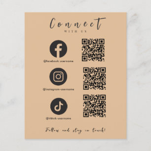 Prospectus 11,4 Cm X 14,2 Cm Facebook Instagram Tiktok QR Code tendance rustiqu