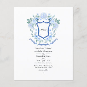 Prospectus 11,4 Cm X 14,2 Cm Faire-part de douche de couple à monogramme floral
