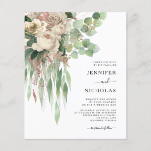 Prospectus 11,4 Cm X 14,2 Cm Faire-part de mariage Budget Black & White Peonies