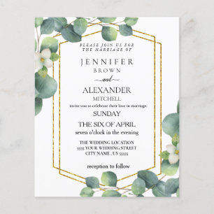 Prospectus 11,4 Cm X 14,2 Cm Faire-part de mariage budget rustique feuillage eu