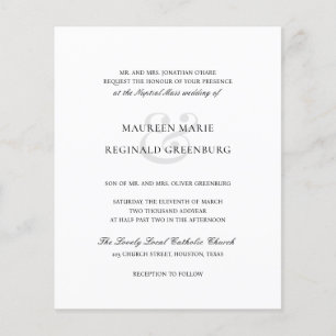 Prospectus 11,4 Cm X 14,2 Cm Faire-part de mariage budgétaire classique