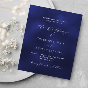Prospectus 11,4 Cm X 14,2 Cm Faire-part de mariage budgétaire minimaliste bleu 