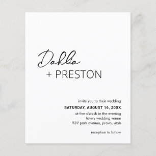 Prospectus 11,4 Cm X 14,2 Cm Faire-part de mariage budgétaire noir et blanc Dah