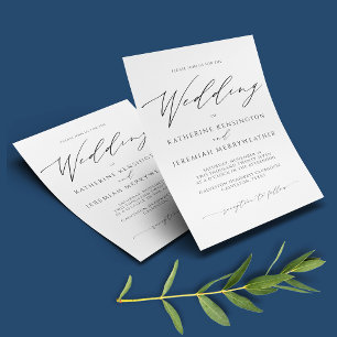 Prospectus 11,4 Cm X 14,2 Cm Faire-part de mariage de script minimaliste du PAP