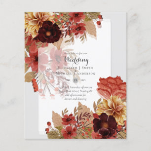 Prospectus 11,4 Cm X 14,2 Cm Faire-part de mariage floral BUDGET FALL - Dusky