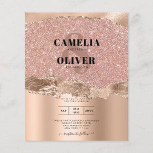 Prospectus 11,4 Cm X 14,2 Cm Faire-part de mariage moderne rose gold Glamour
