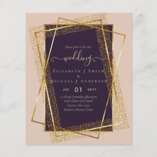 Prospectus 11,4 Cm X 14,2 Cm Faire-part de mariage pas cher  Aspect feuille dor