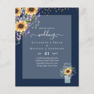 Prospectus 11,4 Cm X 14,2 Cm Faire-part de mariage pas cher Tournesols rustique