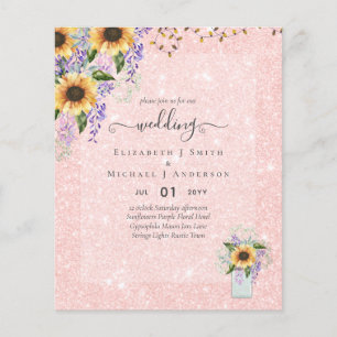 Prospectus 11,4 Cm X 14,2 Cm Faire-part de mariage pas cher Tournesols rustique