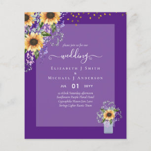 Prospectus 11,4 Cm X 14,2 Cm Faire-part de mariage pas cher Tournesols rustique