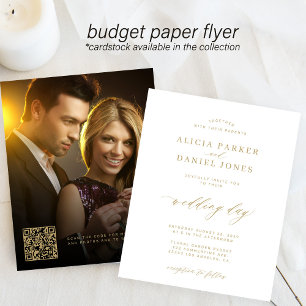 Prospectus 11,4 Cm X 14,2 Cm Faire-part de mariage photo de code QR du budget