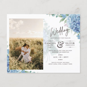 Prospectus 11,4 Cm X 14,2 Cm Faire-part de mariage photo moderne Blue Hydrangea