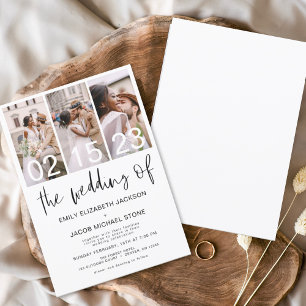 Prospectus 11,4 Cm X 14,2 Cm Faire-part de mariage photo noir et blanc Budget