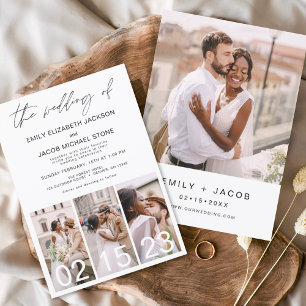 Prospectus 11,4 Cm X 14,2 Cm Faire-part de mariage photo noir et blanc Budget