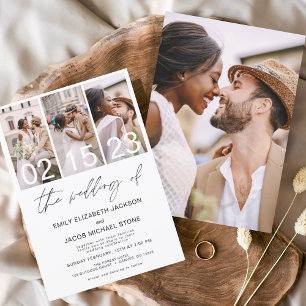 Prospectus 11,4 Cm X 14,2 Cm Faire-part de mariage photo noir et blanc Budget