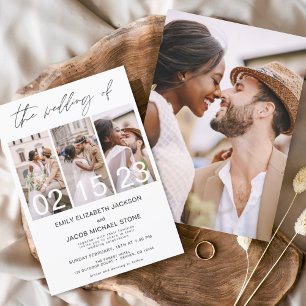 Prospectus 11,4 Cm X 14,2 Cm Faire-part de mariage photo noir et blanc Budget