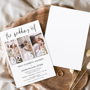Prospectus 11,4 Cm X 14,2 Cm Faire-part de mariage photo noir et blanc Budget