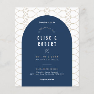 Prospectus 11,4 Cm X 14,2 Cm Faire-part de mariage rétro classique BUDGET Blue