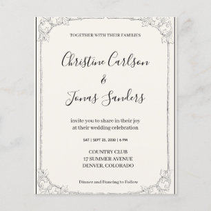 Prospectus 11,4 Cm X 14,2 Cm Faire-part de mariage rustique