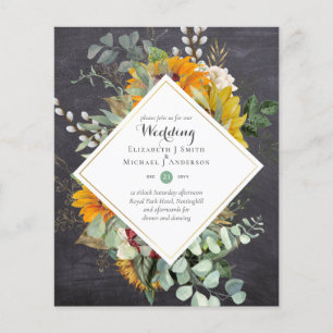 Prospectus 11,4 Cm X 14,2 Cm Faire-part de mariage tournesols rustiques eucalyp