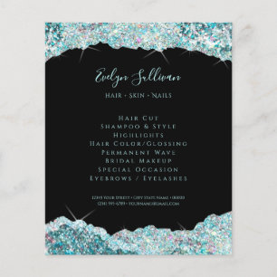 Prospectus 11,4 Cm X 14,2 Cm Faux turquoise parties scintillant flyer