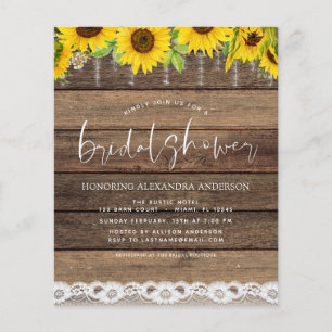Prospectus 11,4 Cm X 14,2 Cm Fête des mariées budgétaire Tournesol Invitation r