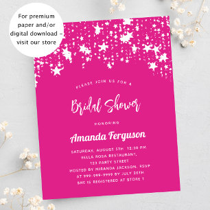 Prospectus 11,4 Cm X 14,2 Cm Fête des mariées hot rose étoiles invitation budgé