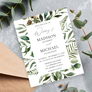 Prospectus 11,4 Cm X 14,2 Cm Feuilles budgétaires et Mariage rustique Eucalyptu