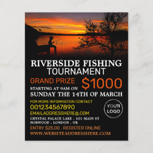 Prospectus 11,4 Cm X 14,2 Cm Fishing Lake Landscape, Fishing Tournament Event