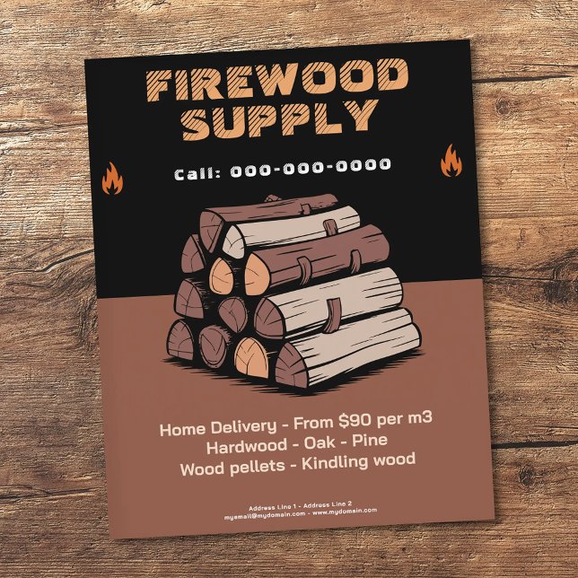 Prospectus 11,4 Cm X 14,2 Cm Flame Icon - Firewood Supply (Flame Icon - Firewood Supply Flyer)
