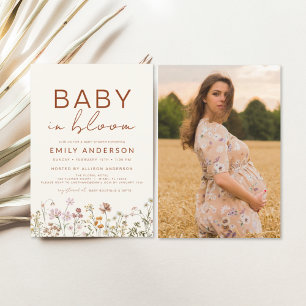Prospectus 11,4 Cm X 14,2 Cm Fleur sauvage photo Baby in Bloom Baby shower