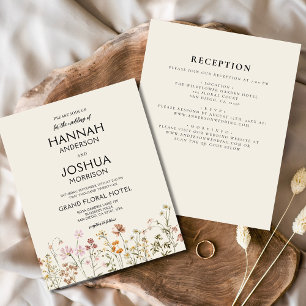 Prospectus 11,4 Cm X 14,2 Cm Fleur sauvage tout en un Faire-part de mariage col