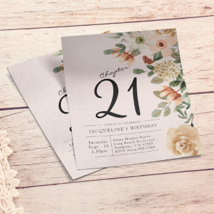 Prospectus 11,4 Cm X 14,2 Cm Floral 21e Anniversaire Invitation budgétaire