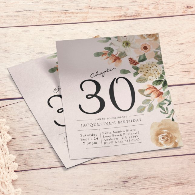Prospectus 11,4 Cm X 14,2 Cm Floral 30e anniversaire Invitation budgétaire (Créateur téléchargé)