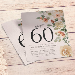 Prospectus 11,4 Cm X 14,2 Cm Floral 60e Anniversaire Invitation budgétaire