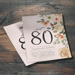 Prospectus 11,4 Cm X 14,2 Cm Floral 80e Anniversaire Invitation budgétaire