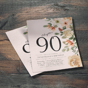 Prospectus 11,4 Cm X 14,2 Cm Floral 90e Anniversaire Invitation budgétaire